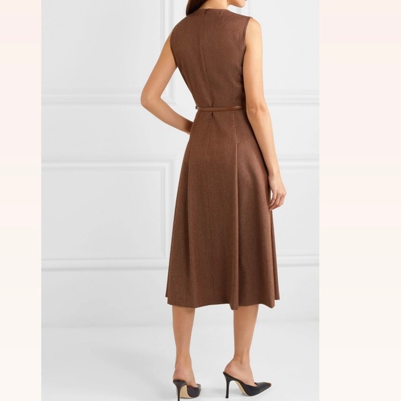 Max Mara Belted Brushed Wool Twill Midi Dress， size 2 - Picture 3 of 16